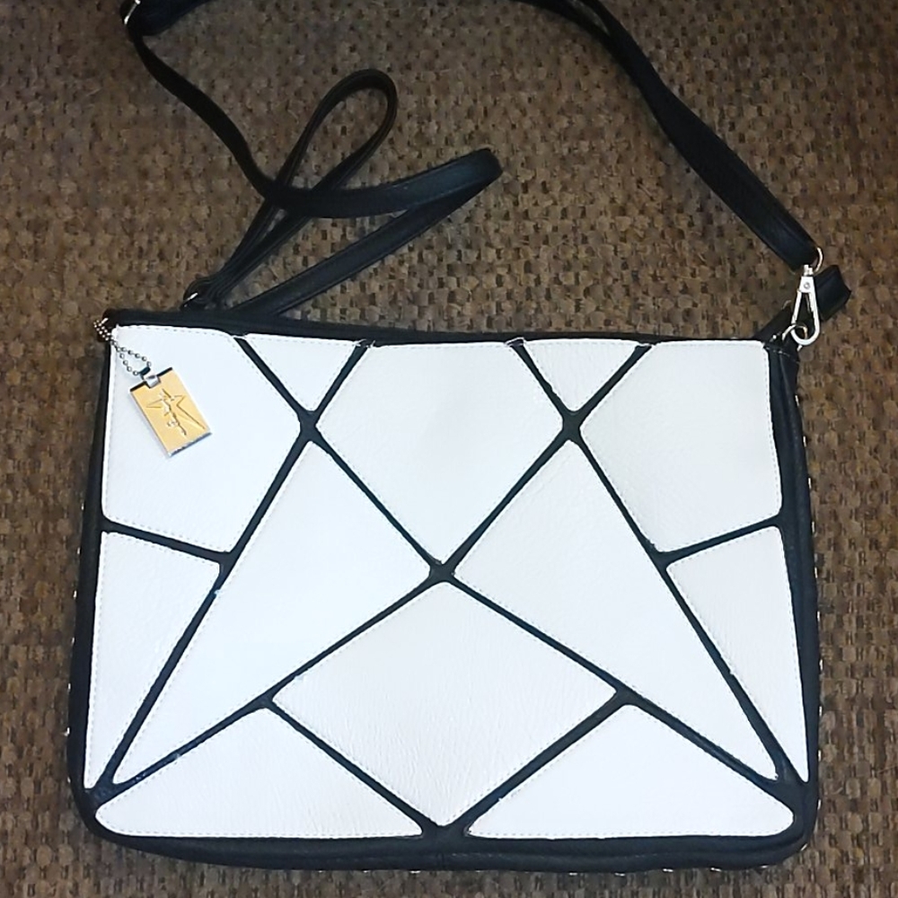 Black and white large wristlet or medium crossbody